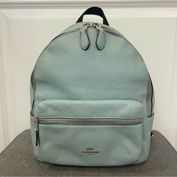 COACH Medium Charlie Backpack - Light Aqua Blue - Picture 1 of 11